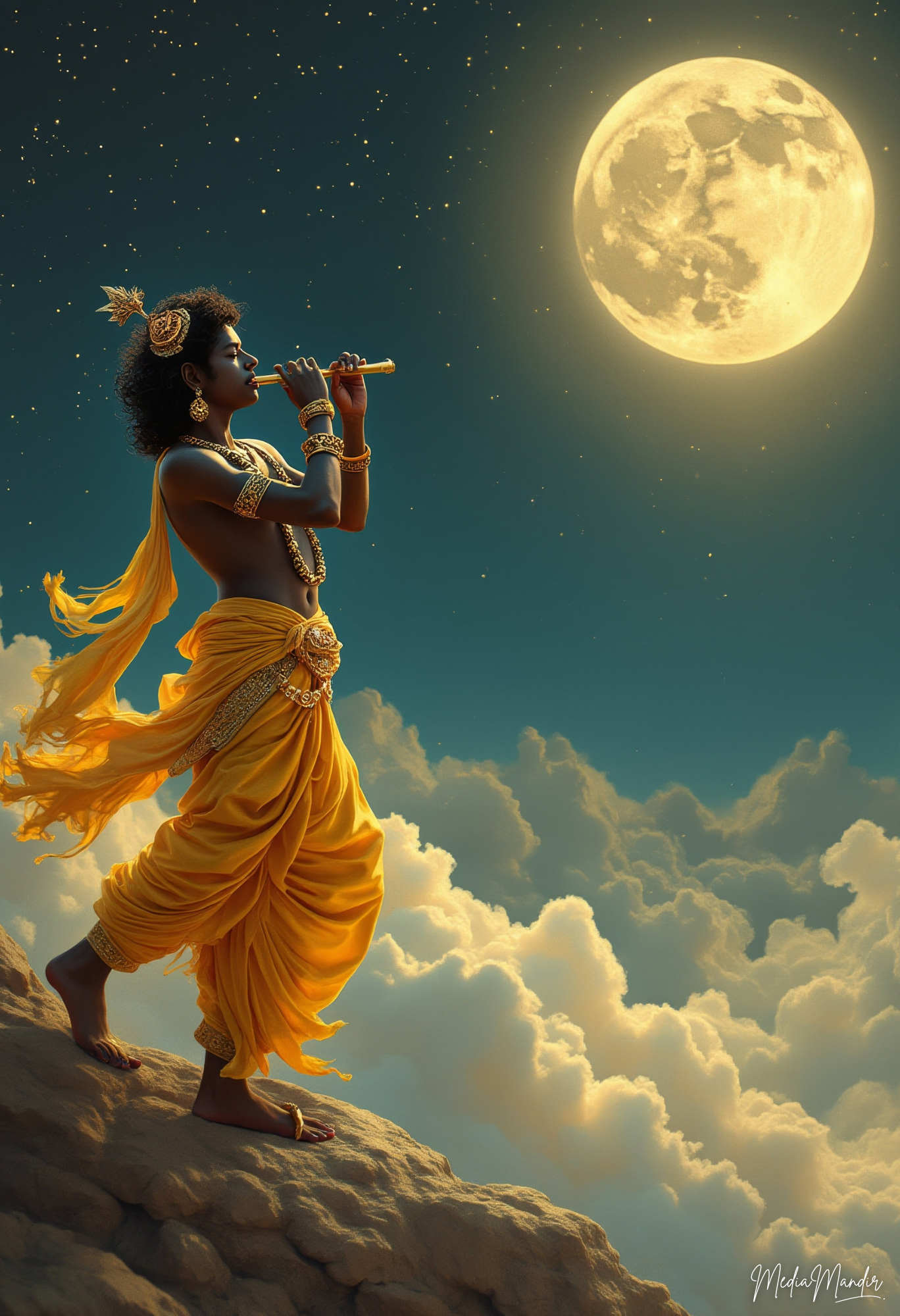 Krishna Playing Flute at Dusk